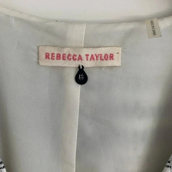 Rebecca Taylor Raffia Tweed Full Front Zip Dress - White/Black - Size 8 - EUC - Picture 6 of 9